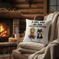 A GIRL AND HIS DOG- Linen Pillowcase + Pillow Insert Set