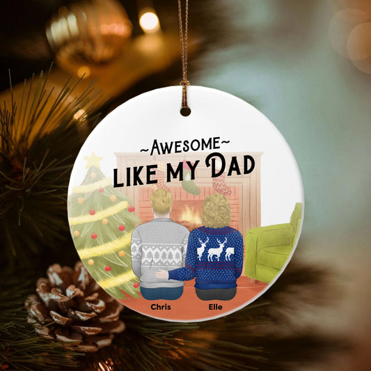 Awesome like my Dad (Back - Pencil Style) christmas-Double-Sided Ceramic Round Pendant (Multiple Sizes Available)