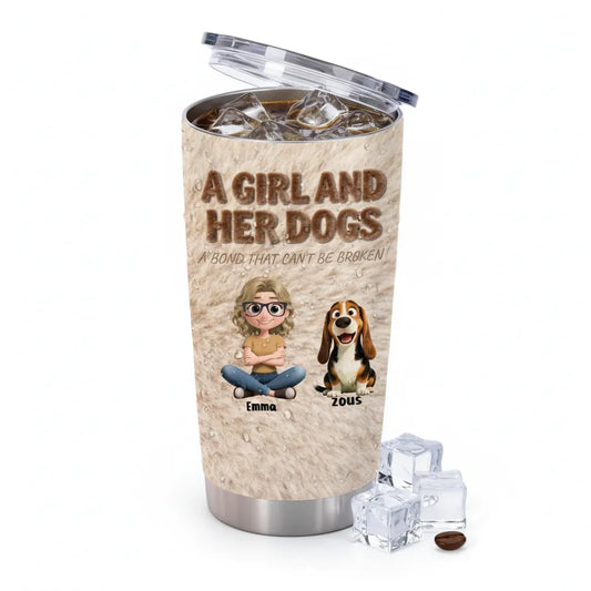 Personalized Dog Mom 20oz Tumbler | Custom "A Girl & Her Dogs" Cup