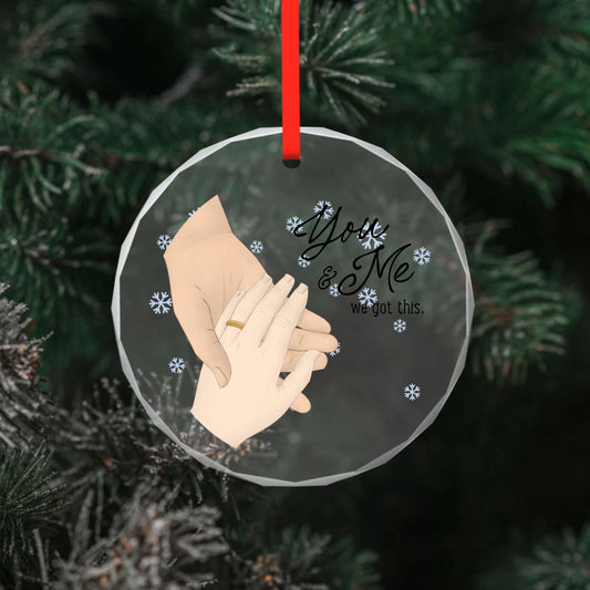 You & me, we got this - holding hands (circle)-Personalized Custom Round Glass Pendant