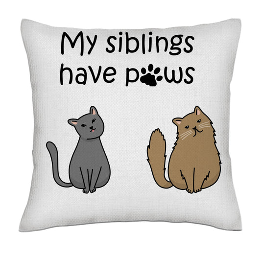 My sibling has paws - Frontal - Cat- Linen Pillowcase + Pillow Insert Set