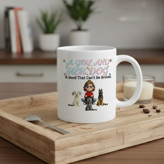 "A Bond That Can't Be Broken" Custom Dog Mom Mug | Personalized Fur Mama Gift | Life is Better with My Dogs Coffee Mug