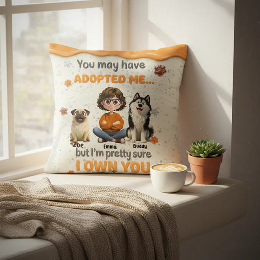 Custom Dog Mom Pillow with 1-4 Dogs, Personalized Pet Owner Gift, Custom Character & Pet Pillow with Names, Linen Pillowcase + Insert Set