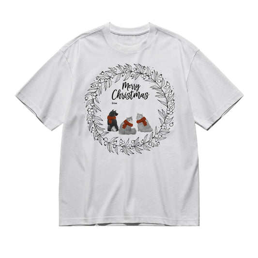 Merry christmas - Pencil style back pets cloned-200g High-Quality 100% Cotton T-Shirt with Heat Transfer Printing