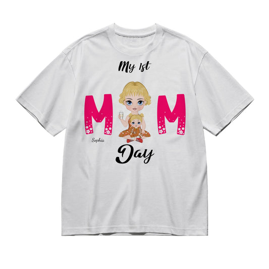 My 1st Mom Day - Chibi style -200g High-Quality 100% Cotton T-Shirt with Heat Transfer Printing
