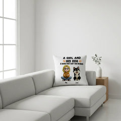 A GIRL AND HIS DOG- Linen Pillowcase + Pillow Insert Set
