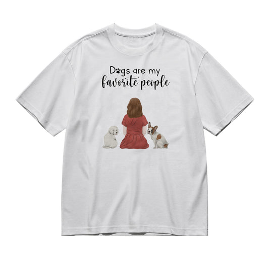 Dogs are my favorite people (Woman / Back)-200g High-Quality 100% Cotton T-Shirt with Heat Transfer Printing