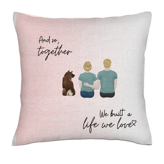 The day I met you I found my missing piece (Dogs - Pencil back)- Linen Pillowcase + Pillow Insert Set