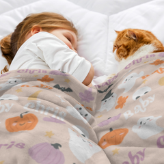 Cute Halloween Name Pattern Write your name-Personalized 300g Flannel Blanket 30×40 inches