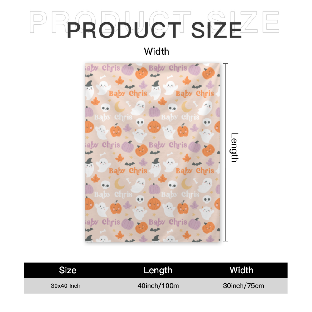 Cute Halloween Name Pattern Write your name-Personalized 300g Flannel Blanket 30×40 inches
