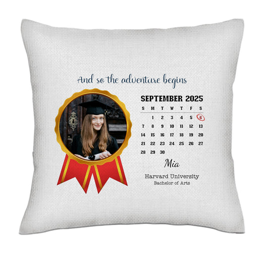 And so the adventure begins - Calendar- Linen Pillowcase + Pillow Insert Set