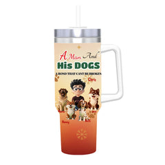 The "A Man and His Dogs" Custom 40oz Tumbler with Handle - Fits Car Cup Holders & Keeps Ice for Hours