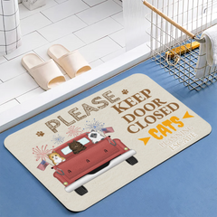 Cats Planning Escape Truck-Premium Custom Diatomaceous Earth Door Mat | Made in USA