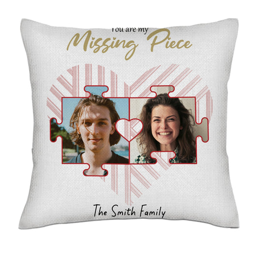 You are my Missing Piece - Photos- Linen Pillowcase + Pillow Insert Set