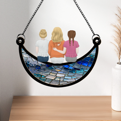 The best mom is sitting on the moon-Personalized Custom Window Hangings