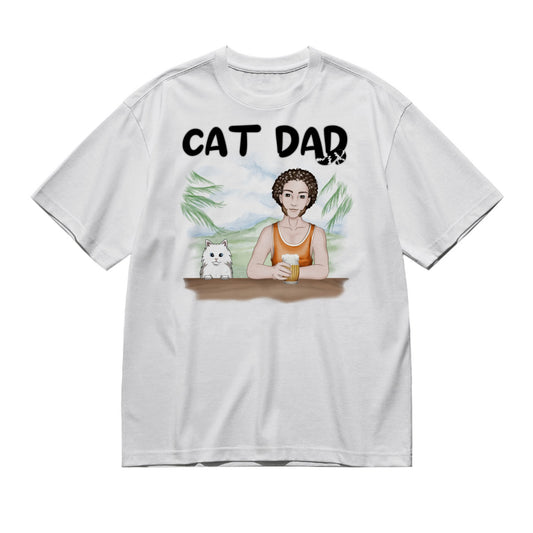 Cat dad (Frontal)-200g High-Quality 100% Cotton T-Shirt with Heat Transfer Printing