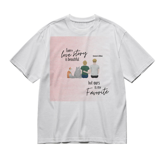 The day I met you I found my missing piece (Cats - Pencil back)-200g High-Quality 100% Cotton T-Shirt with Heat Transfer Printing