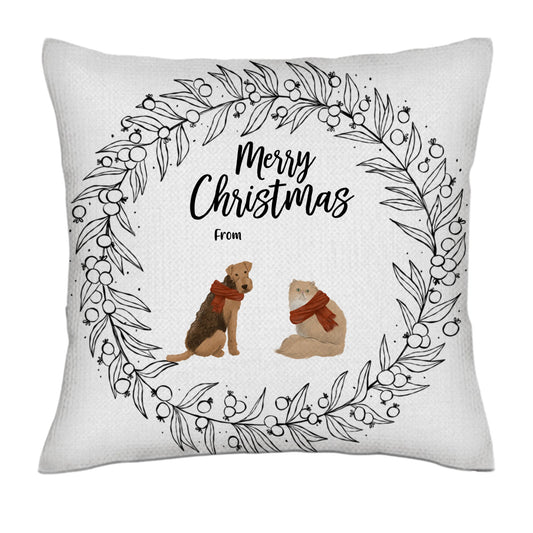Merry christmas - Pencil style back pets cloned- Linen Pillowcase + Pillow Insert Set
