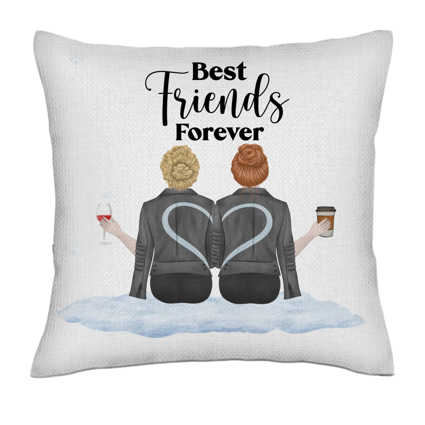 Soul sisters - Pencil style (Back) CIRCLE- Linen Pillowcase + Pillow Insert Set