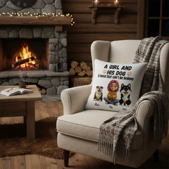 A GIRL AND HIS DOG- Linen Pillowcase + Pillow Insert Set