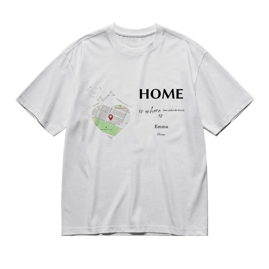 Home is where dad is - Maps-200g High-Quality 100% Cotton T-Shirt with Heat Transfer Printing