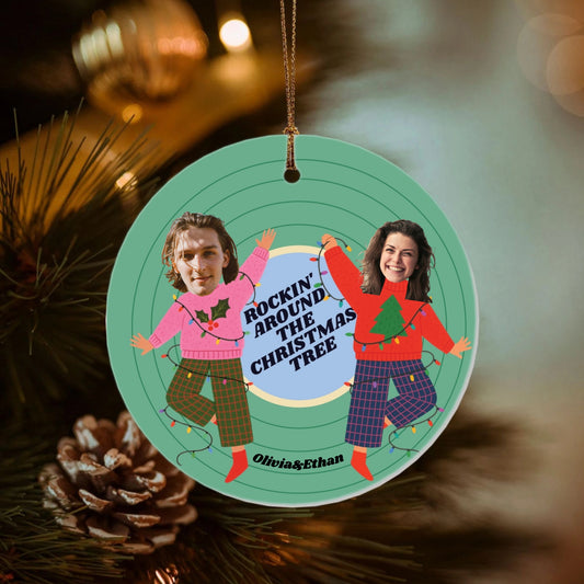 Rocking Christmas-Double-Sided Ceramic Round Pendant (Multiple Sizes Available)