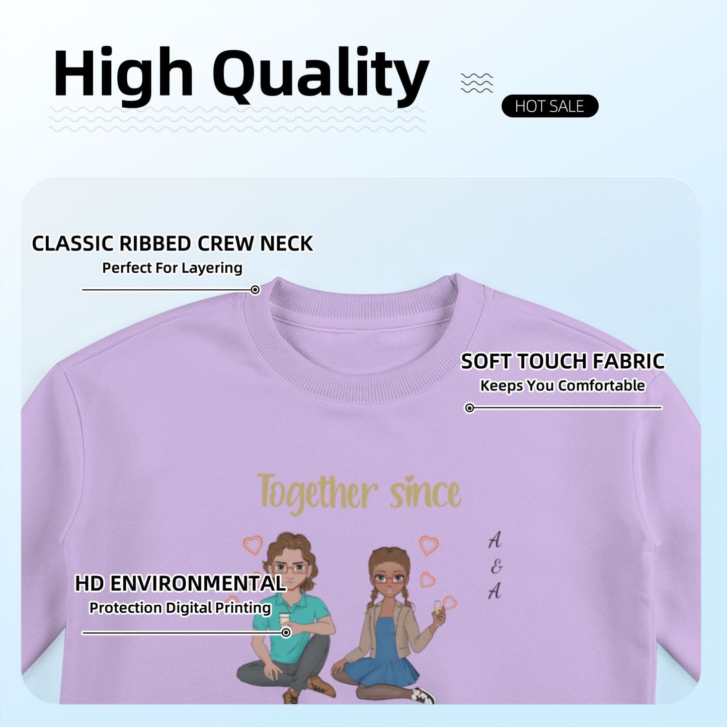 Together since (Puzzle) - Personalized Custom Eight-Color 310G Cotton Crew-Neck Sweatshirt