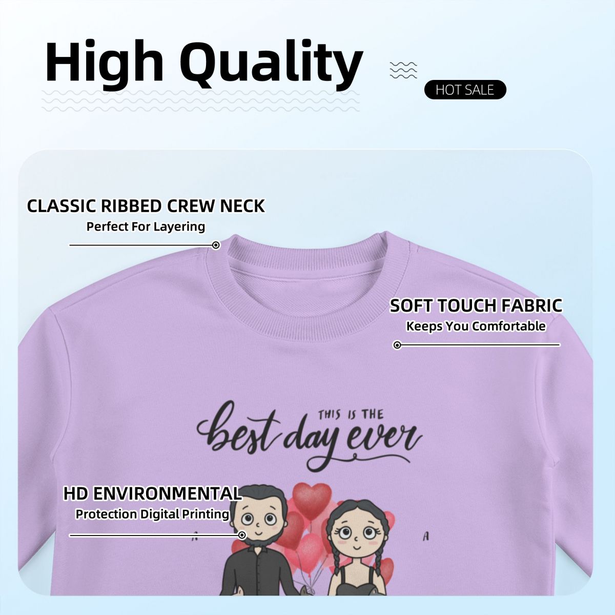 The best day ever- Personalized Custom Eight-Color 310G Cotton Crew-Neck Sweatshirt