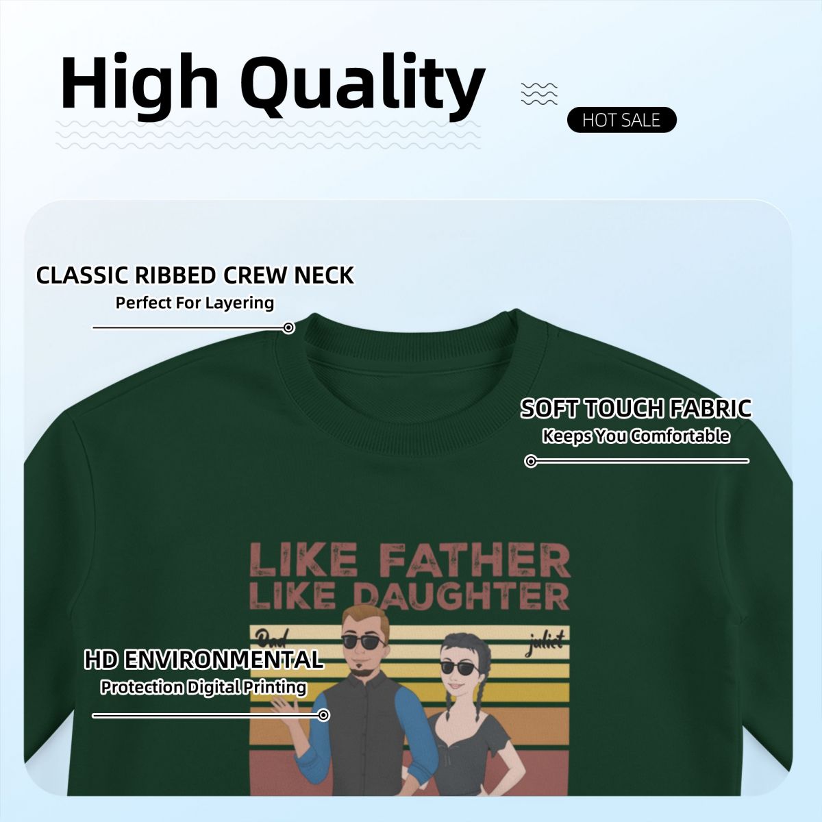 Like father, like daughter - Personalized Custom Eight-Color 310G Cotton Crew-Neck Sweatshirt