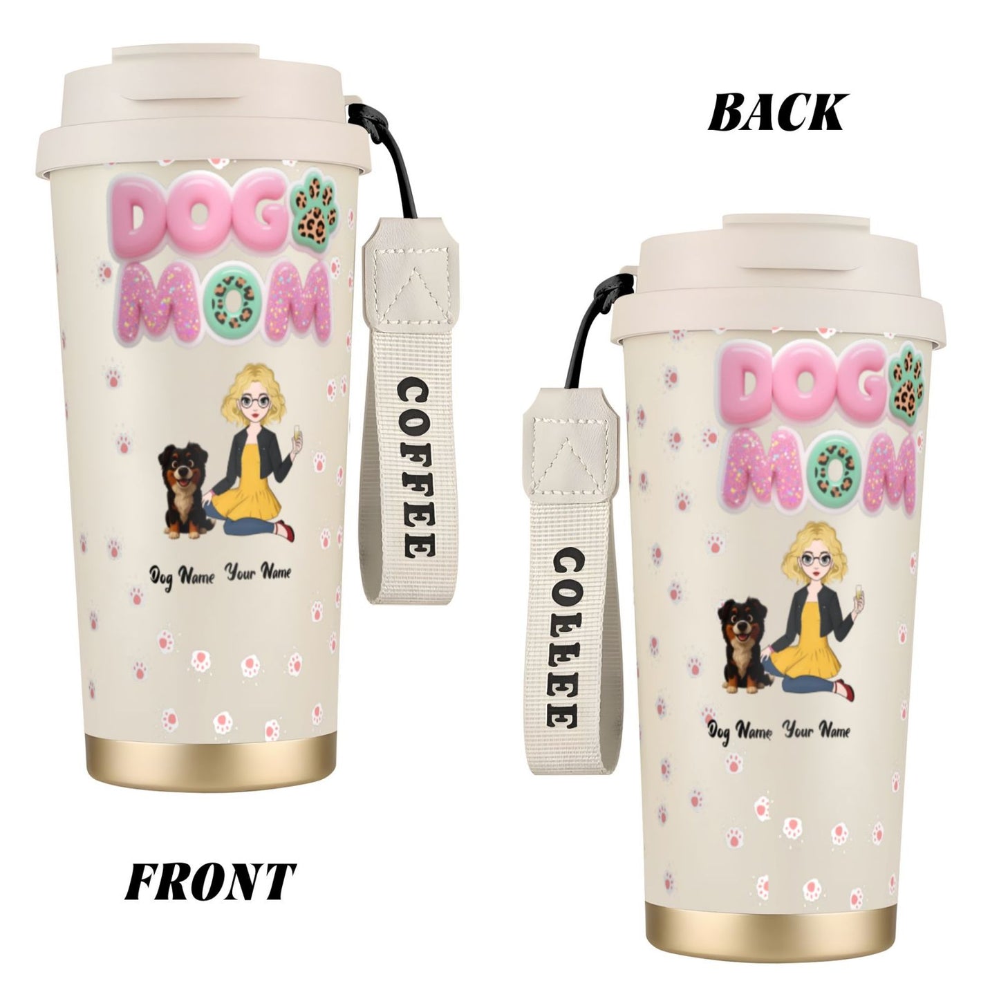 Dog MoM-Personalized 3D Inflated Tumbler (Custom Name & Pet Design)