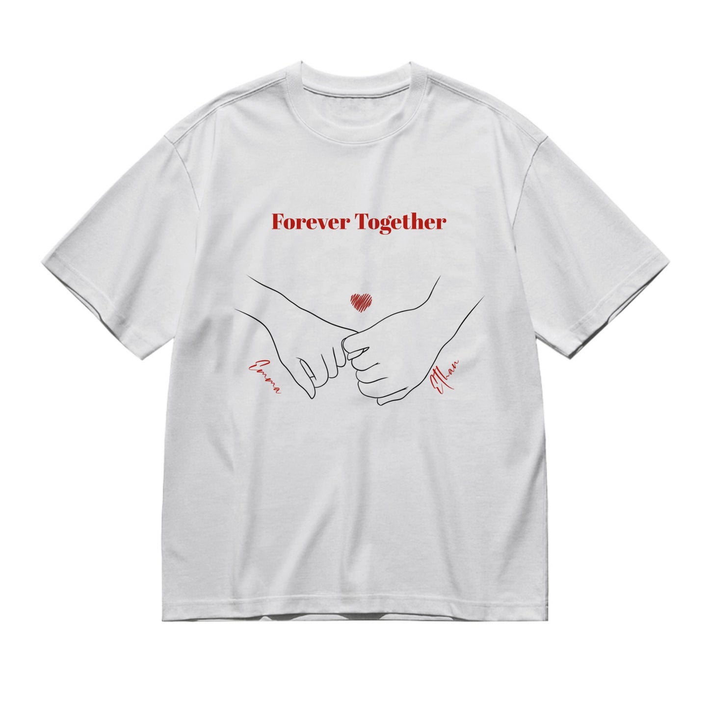 My love - hands lineart-200g High-Quality 100% Cotton T-Shirt with Heat Transfer Printing
