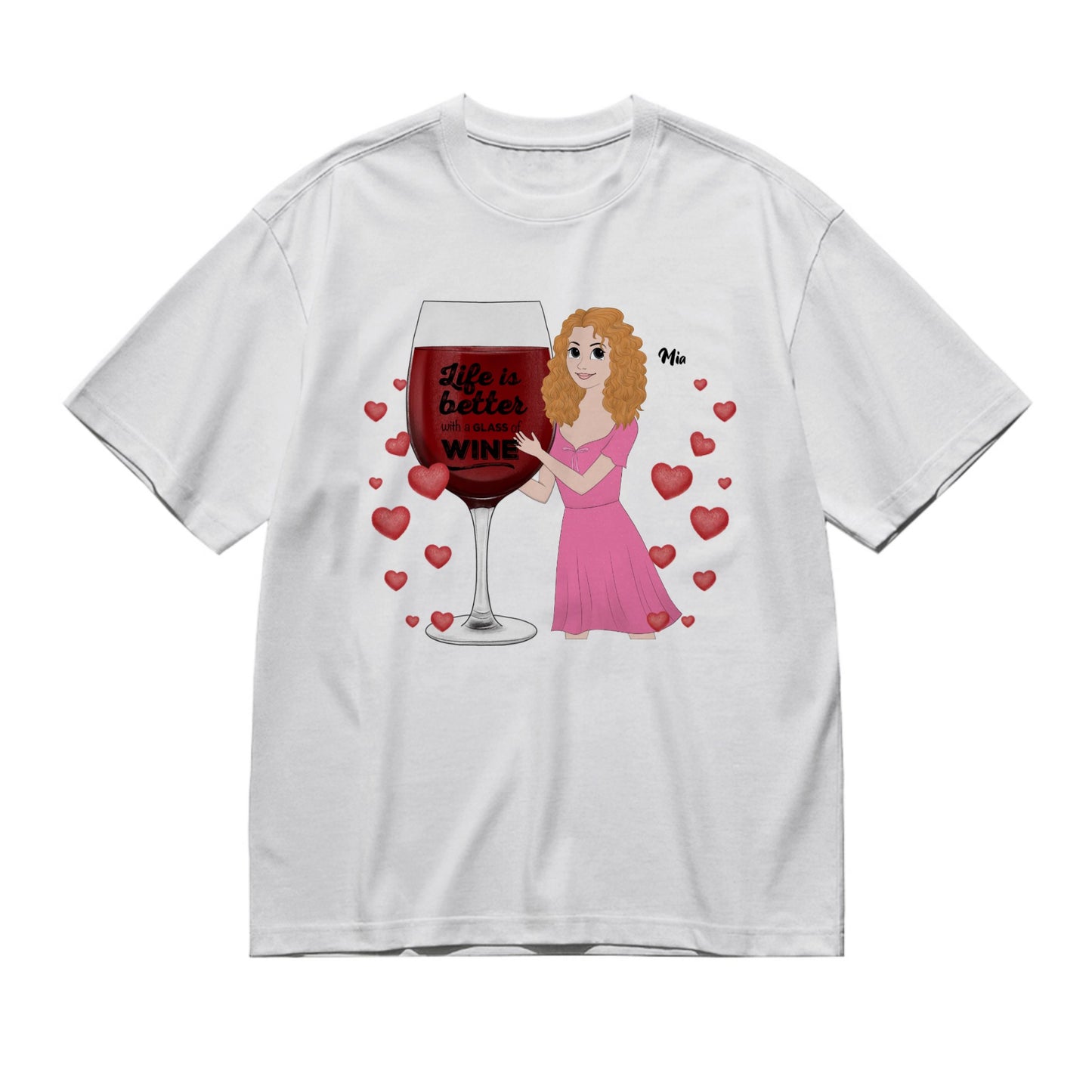Life is better with a glass of wine (Disney style - Woman) - Valentines-200g High-Quality 100% Cotton T-Shirt with Heat Transfer Printing