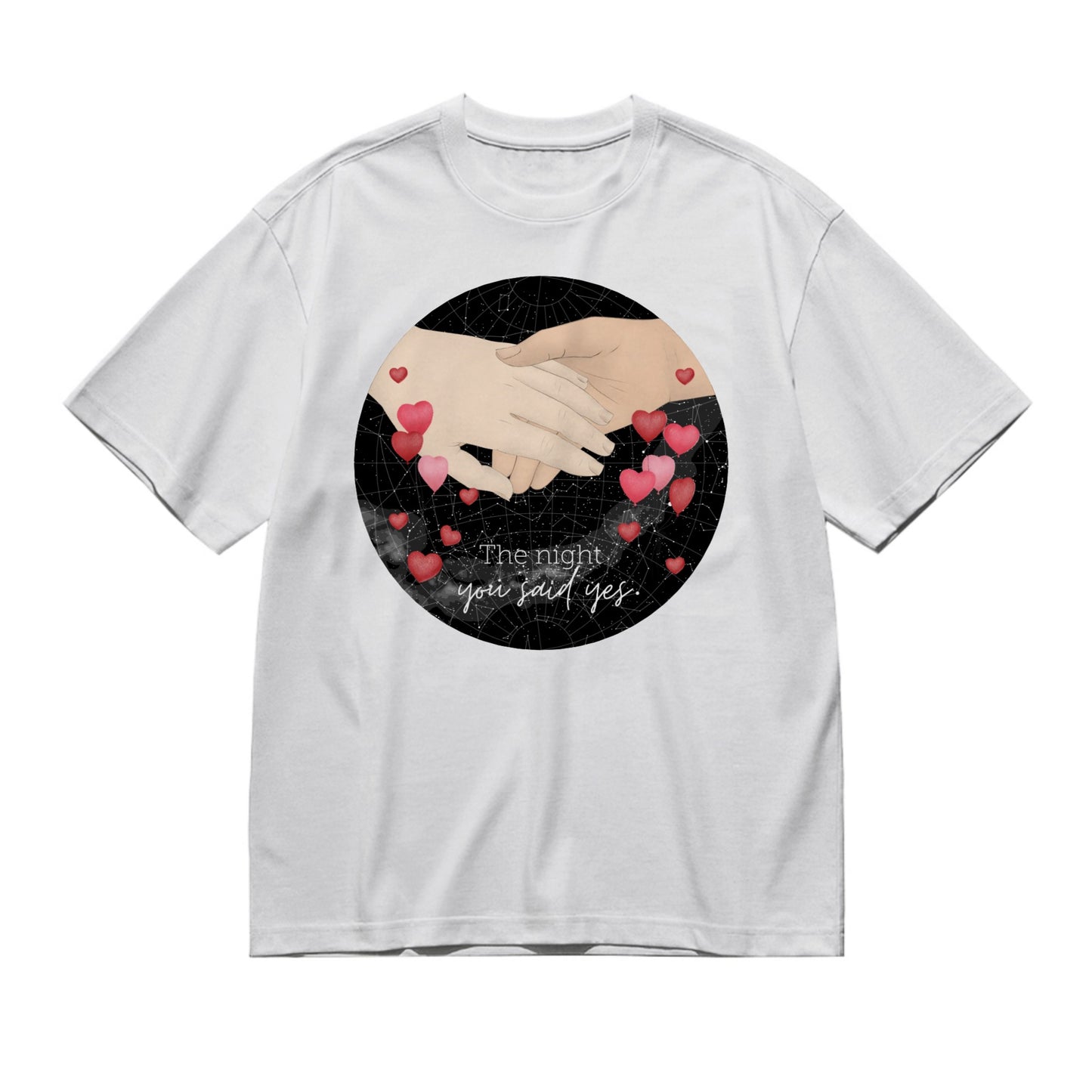Together since... - holding hands (star maps)-200g High-Quality 100% Cotton T-Shirt with Heat Transfer Printing