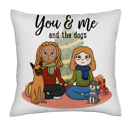 You, me & the cats (Christmas edition) - Kawaii Frontal- Linen Pillowcase + Pillow Insert Set