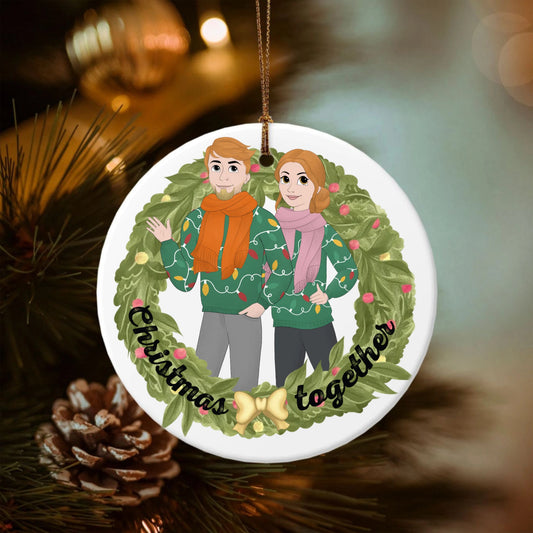Christmas together - Disney style frontal-Double-Sided Ceramic Round Pendant (Multiple Sizes Available)