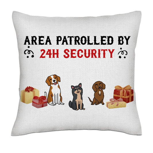 Area patrolled by... (Dogs) - Kawaii Christmas- Linen Pillowcase + Pillow Insert Set