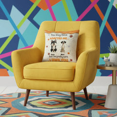 Funny Dog Lover Gift Linen Pillow with Insert - "I Own You" Quote - Personalized Pet Names - Premium Pillowcase Set