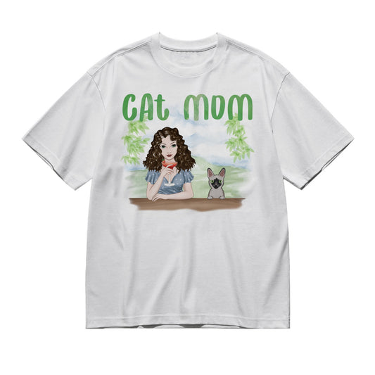 Cat Mom (Frontal)-200g High-Quality 100% Cotton T-Shirt with Heat Transfer Printing