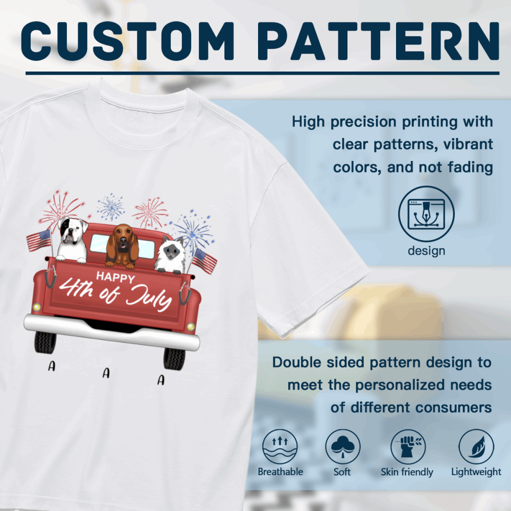 Happy 4th of July-Personalization Custom 200g cotton T-shirt