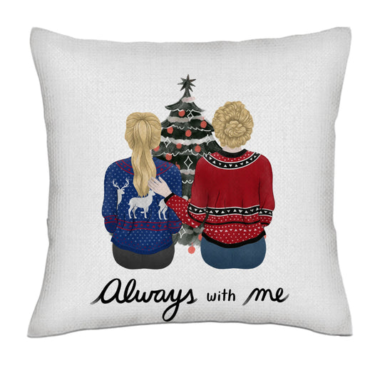Always with me (Parent and child) christmas Acrylics- Linen Pillowcase + Pillow Insert Set