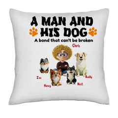 A Man and His Dog- Linen Pillowcase + Pillow Insert Set