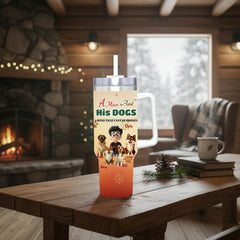 The "A Man and His Dogs" Custom 40oz Tumbler with Handle - Fits Car Cup Holders & Keeps Ice for Hours