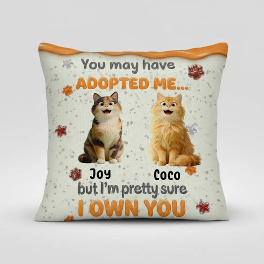 Personalized Pet Pillow with Names - "I Own You" Funny Custom Cat Cushion Gift