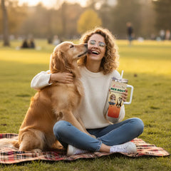 The "A Girl and Her Dogs" Custom 40oz Tumbler with Handle - Fits Car Cup Holders & Keeps Ice for Hours
