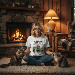 A Girl And Her Cat-200g High-Quality 100% Cotton T-Shirt with Heat Transfer Printing