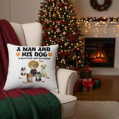 A Man and His Dog- Linen Pillowcase + Pillow Insert Set