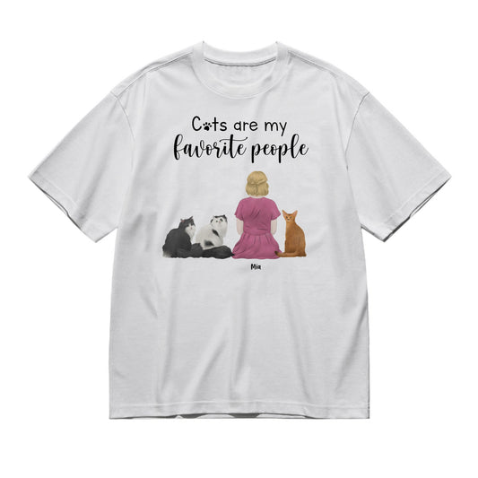 Cats are my favorite people (Woman / Back)-200g High-Quality 100% Cotton T-Shirt with Heat Transfer Printing