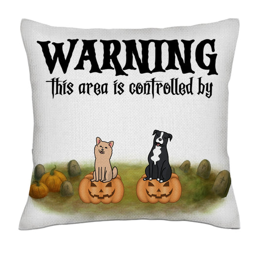 WARNING area patrolled - Kawaii frontal - Dogs (halloween)- Linen Pillowcase + Pillow Insert Set