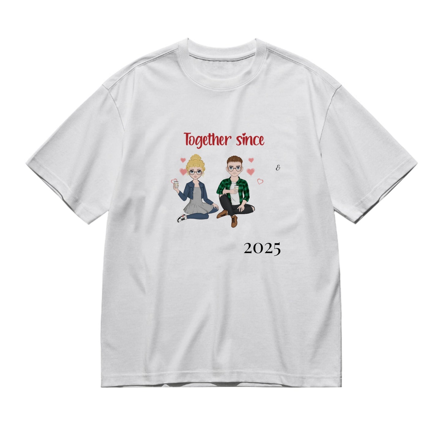Together since - Doll style (puzzle) -200g High-Quality 100% Cotton T-Shirt with Heat Transfer Printing
