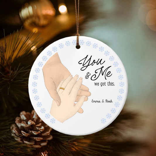 You & me, we got this - holding hands (circle)-Double-Sided Ceramic Round Pendant (Multiple Sizes Available)